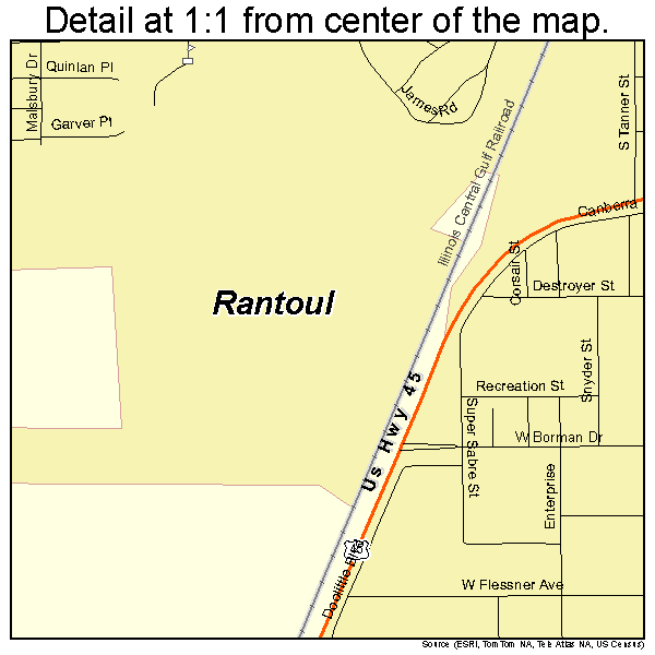 Rantoul, Illinois road map detail