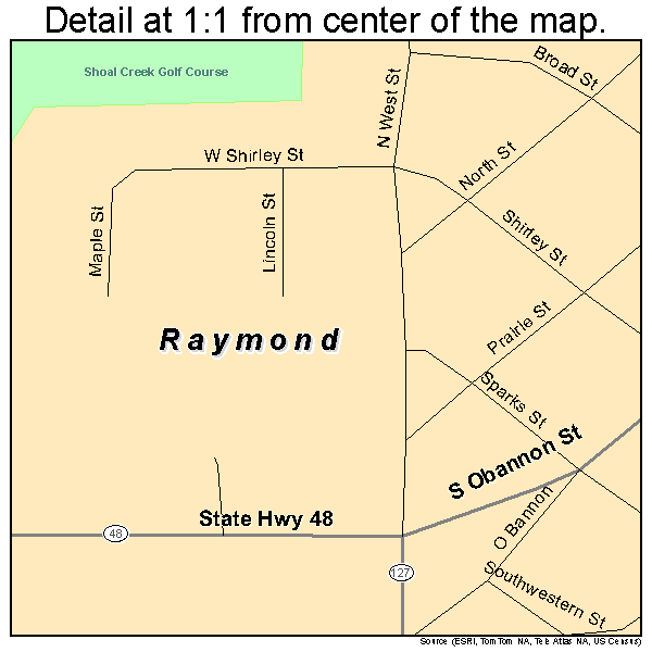 Raymond, Illinois road map detail