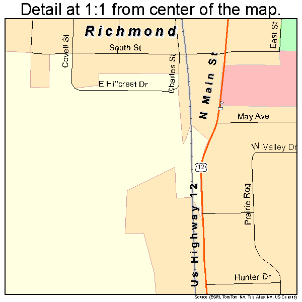 Richmond, Illinois road map detail