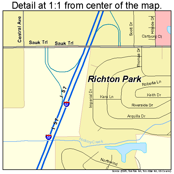 Richton Park, Illinois road map detail