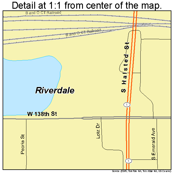 Riverdale, Illinois road map detail