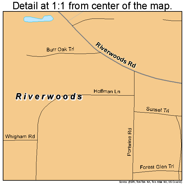 Riverwoods, Illinois road map detail