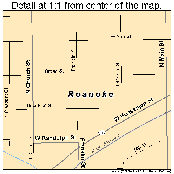 Roanoke, Illinois road map detail