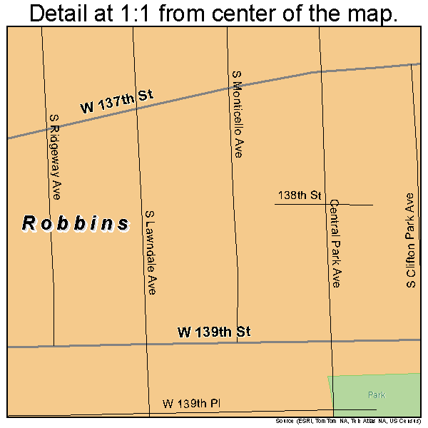 Robbins, Illinois road map detail