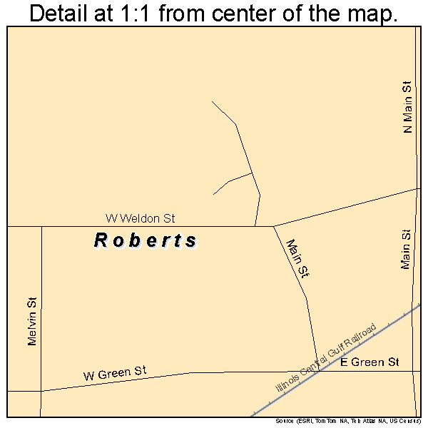 Roberts, Illinois road map detail