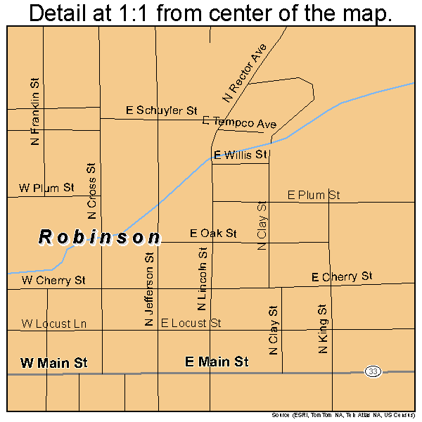 Robinson, Illinois road map detail