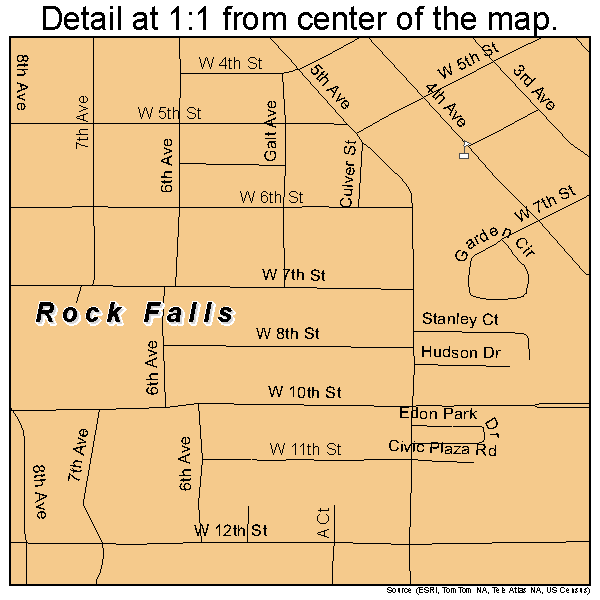 Rock Falls, Illinois road map detail