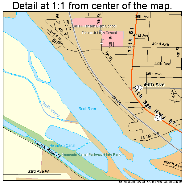 Rock Island, Illinois road map detail