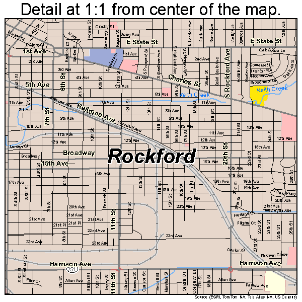 Rockford, Illinois road map detail