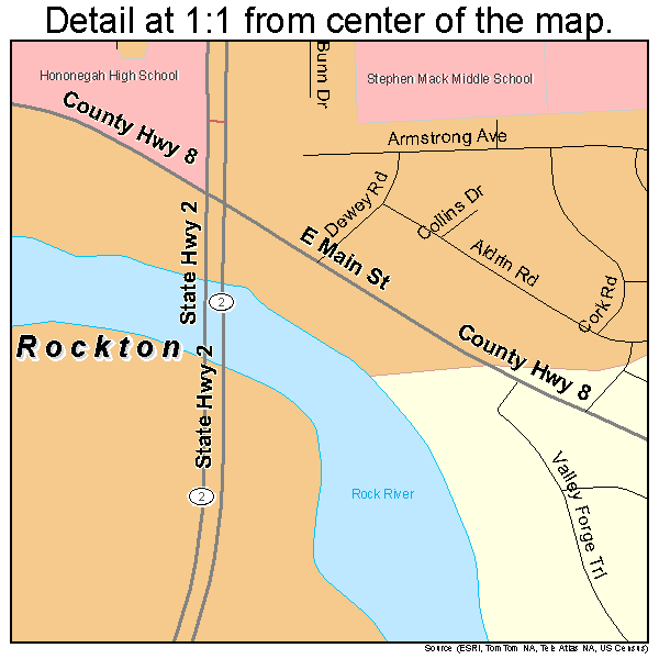 Rockton, Illinois road map detail
