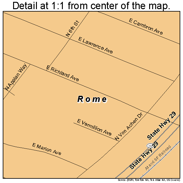 Rome, Illinois road map detail