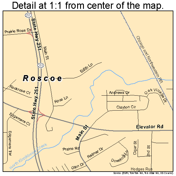 Roscoe, Illinois road map detail