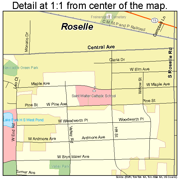 Roselle, Illinois road map detail