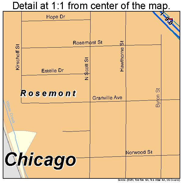 Rosemont, Illinois road map detail