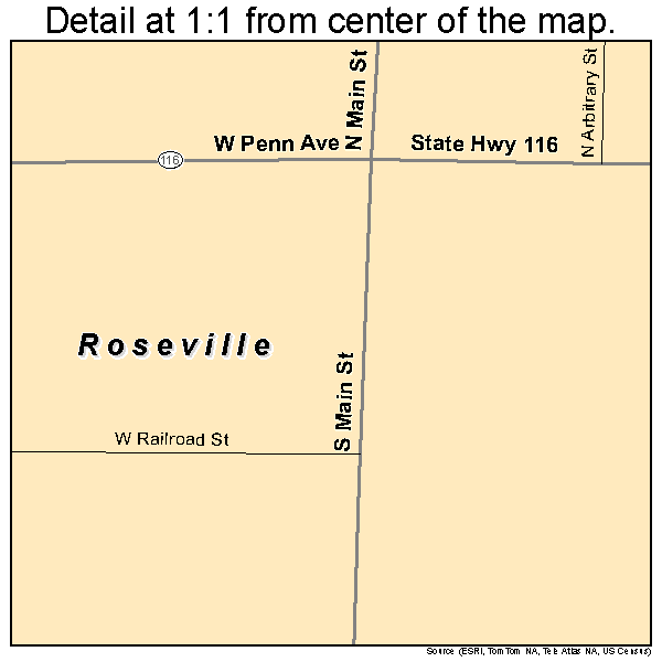 Roseville, Illinois road map detail