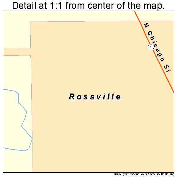 Rossville, Illinois road map detail