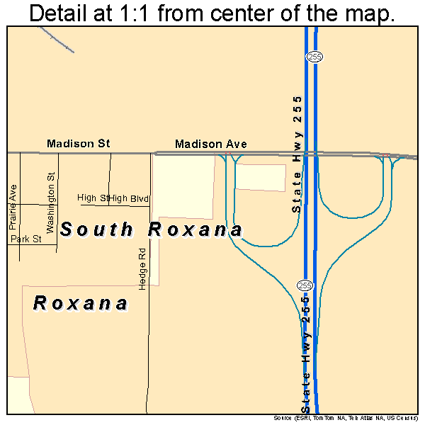 Roxana, Illinois road map detail