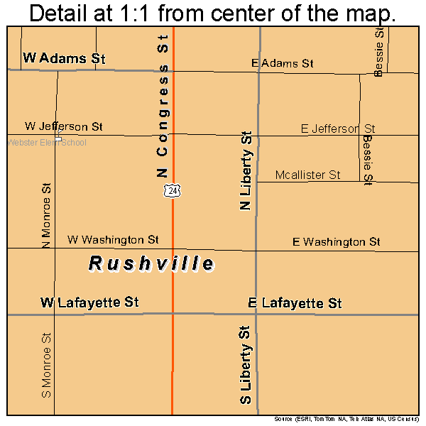 Rushville, Illinois road map detail