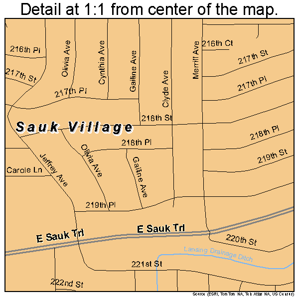 Sauk Village, Illinois road map detail