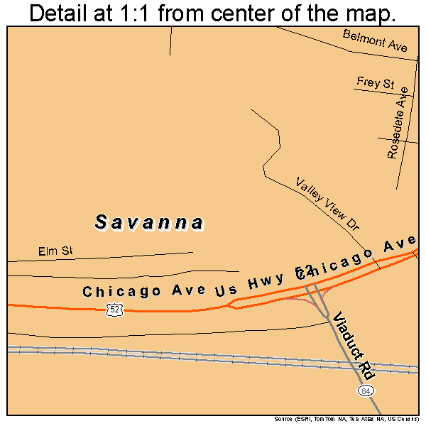 Savanna, Illinois road map detail