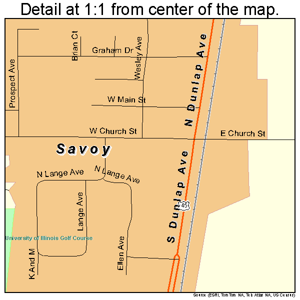 Savoy, Illinois road map detail