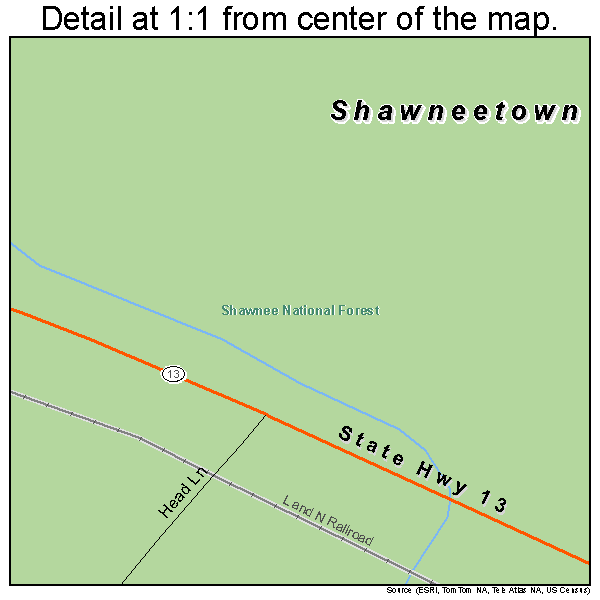 Shawneetown, Illinois road map detail