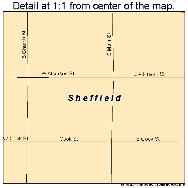 Sheffield, Illinois road map detail