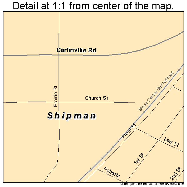 Shipman, Illinois road map detail