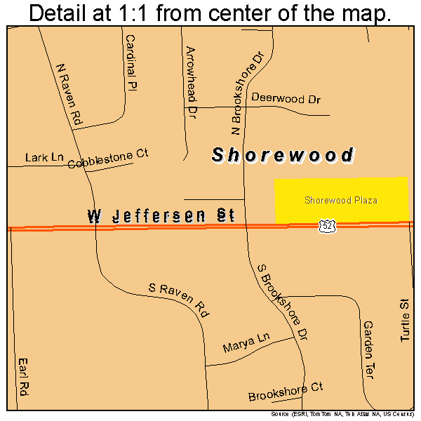 Shorewood, Illinois road map detail