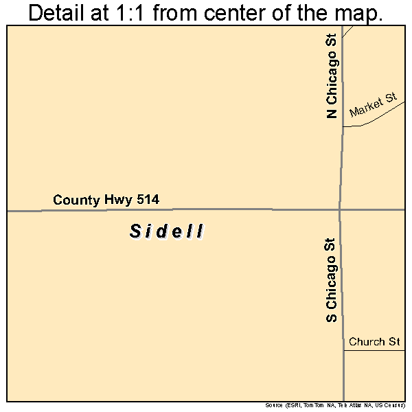 Sidell, Illinois road map detail