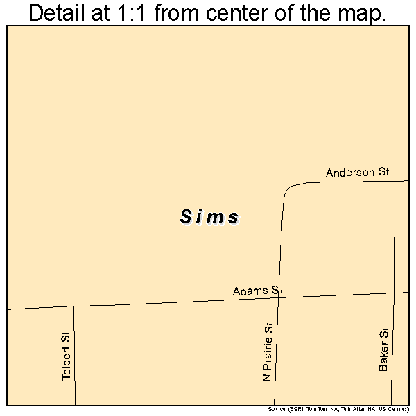 Sims, Illinois road map detail