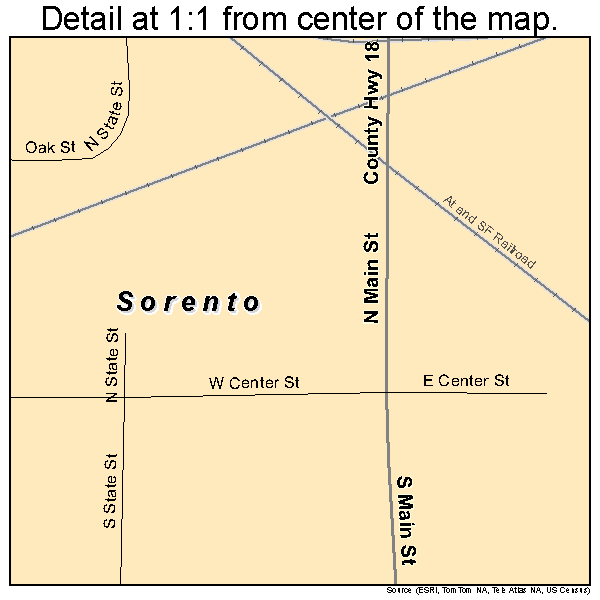 Sorento, Illinois road map detail