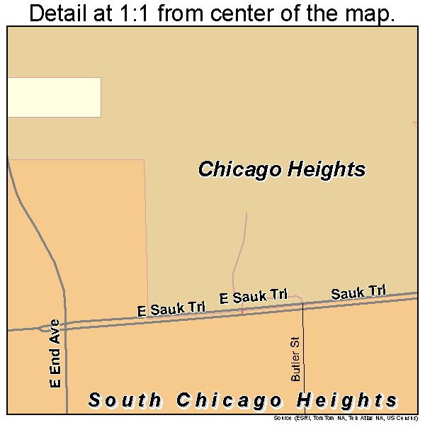 South Chicago Heights, Illinois road map detail