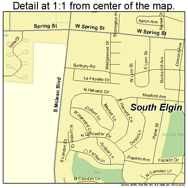 South Elgin, Illinois road map detail