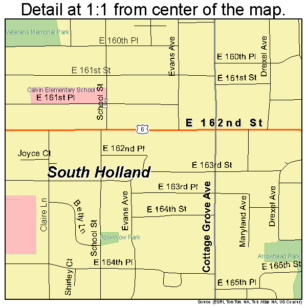 South Holland, Illinois road map detail