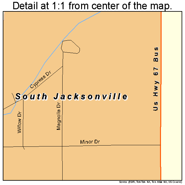 South Jacksonville, Illinois road map detail