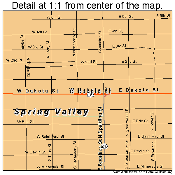Spring Valley, Illinois road map detail