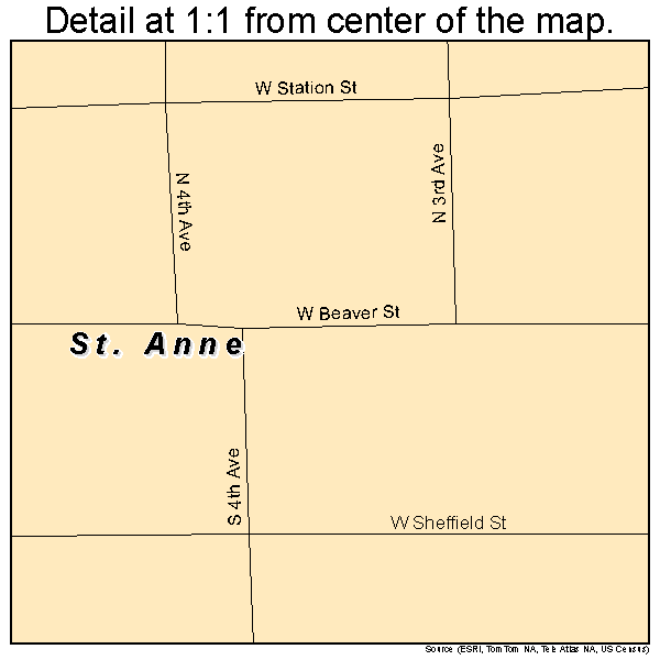 St. Anne, Illinois road map detail