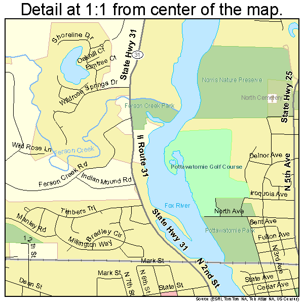 St. Charles, Illinois road map detail