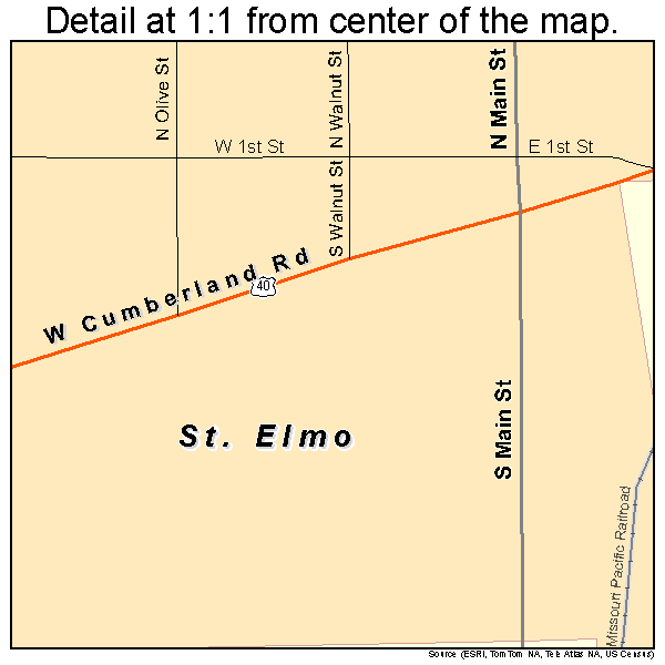 St. Elmo, Illinois road map detail