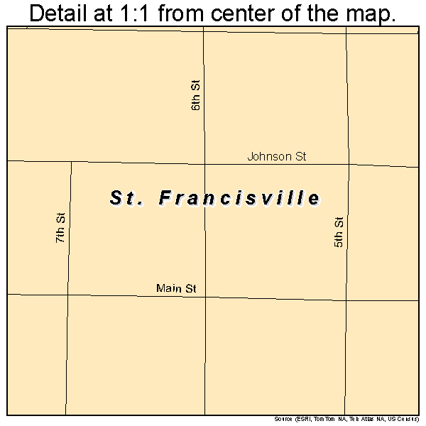 St. Francisville, Illinois road map detail