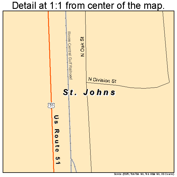 St. Johns, Illinois road map detail