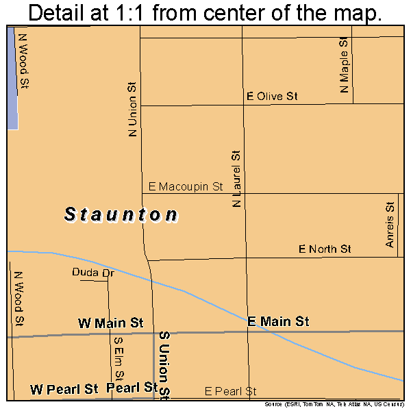 Staunton, Illinois road map detail