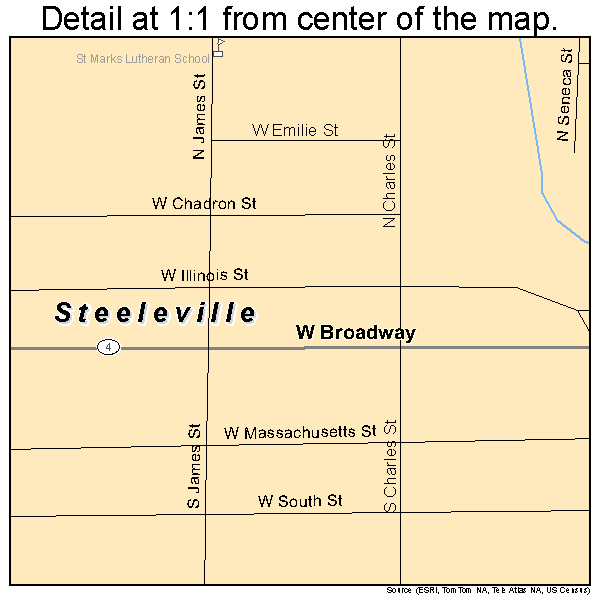 Steeleville, Illinois road map detail