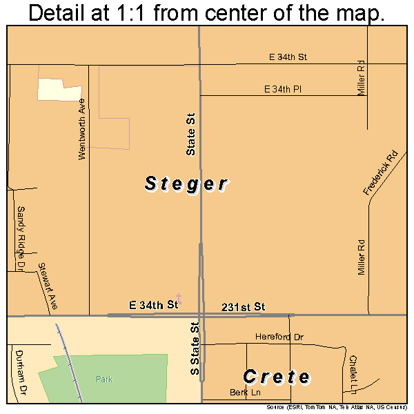 Steger, Illinois road map detail