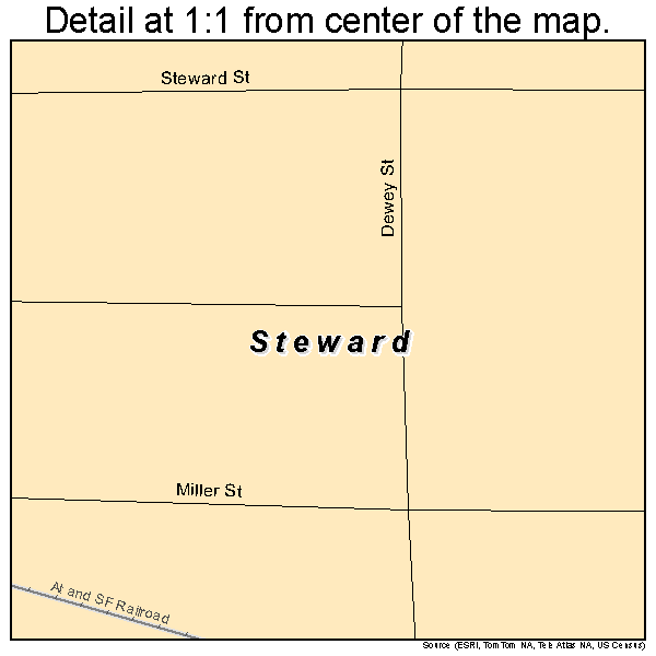 Steward, Illinois road map detail