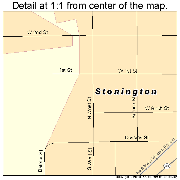 Stonington, Illinois road map detail