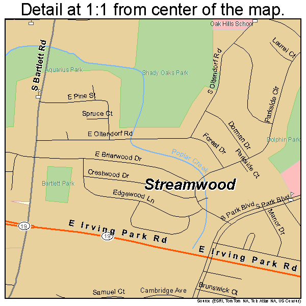 Streamwood, Illinois road map detail