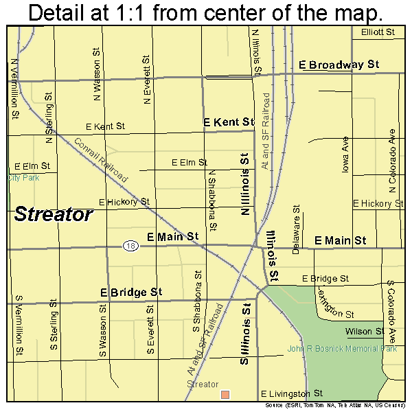 Streator, Illinois road map detail
