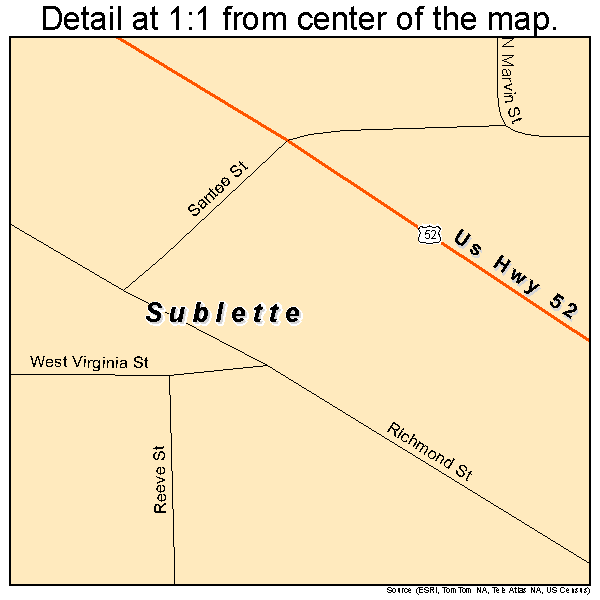 Sublette, Illinois road map detail